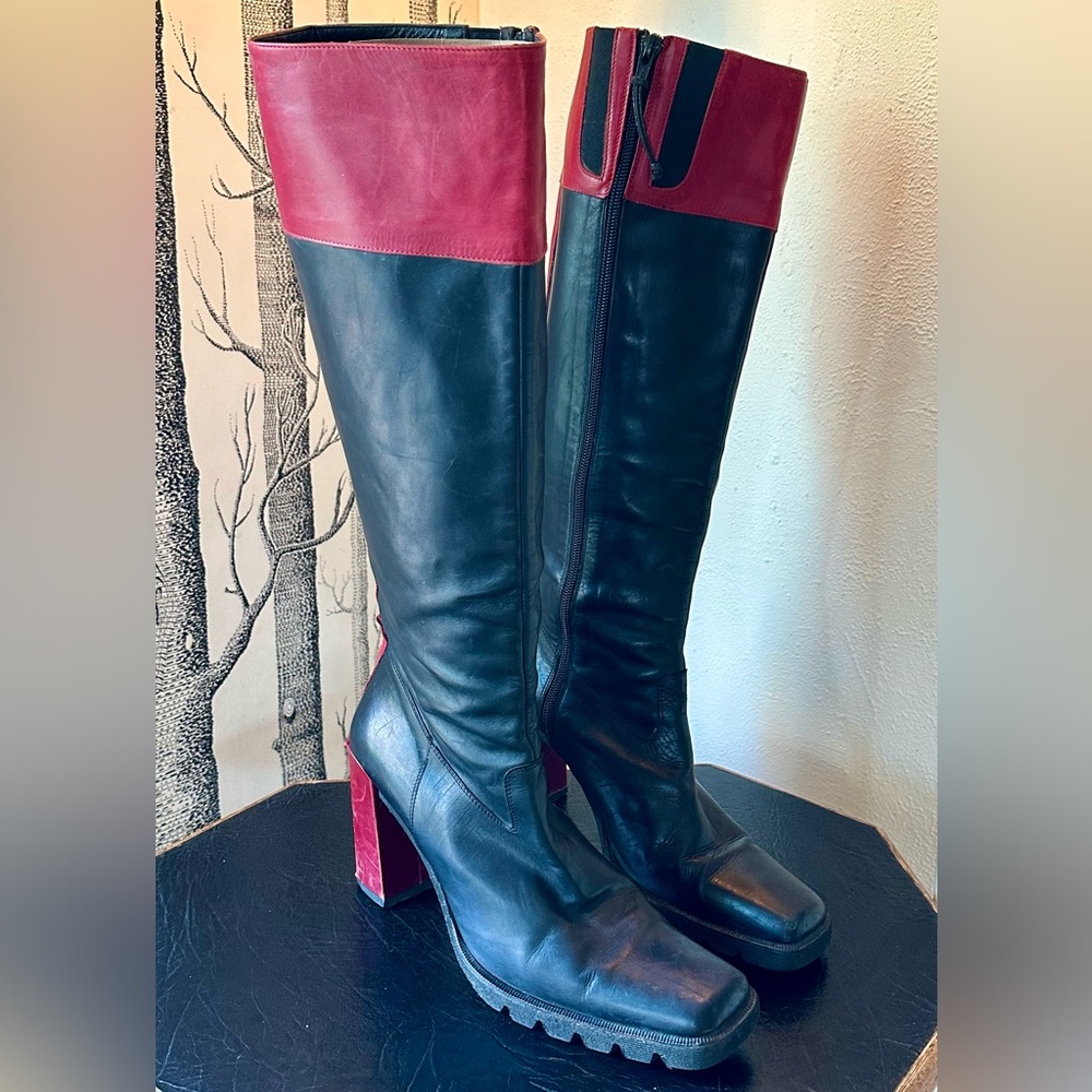 Donald J. Pliner Red and Black Heeled Boots